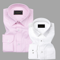 Pack of 2 Premium Cotton Shirt for Man (Light Pink Check and White)